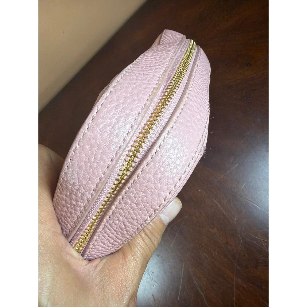 DKNY Pink Pebbled Leather Crossbody Bag Multi Zip Shoulder Purse Gold Hardware‎